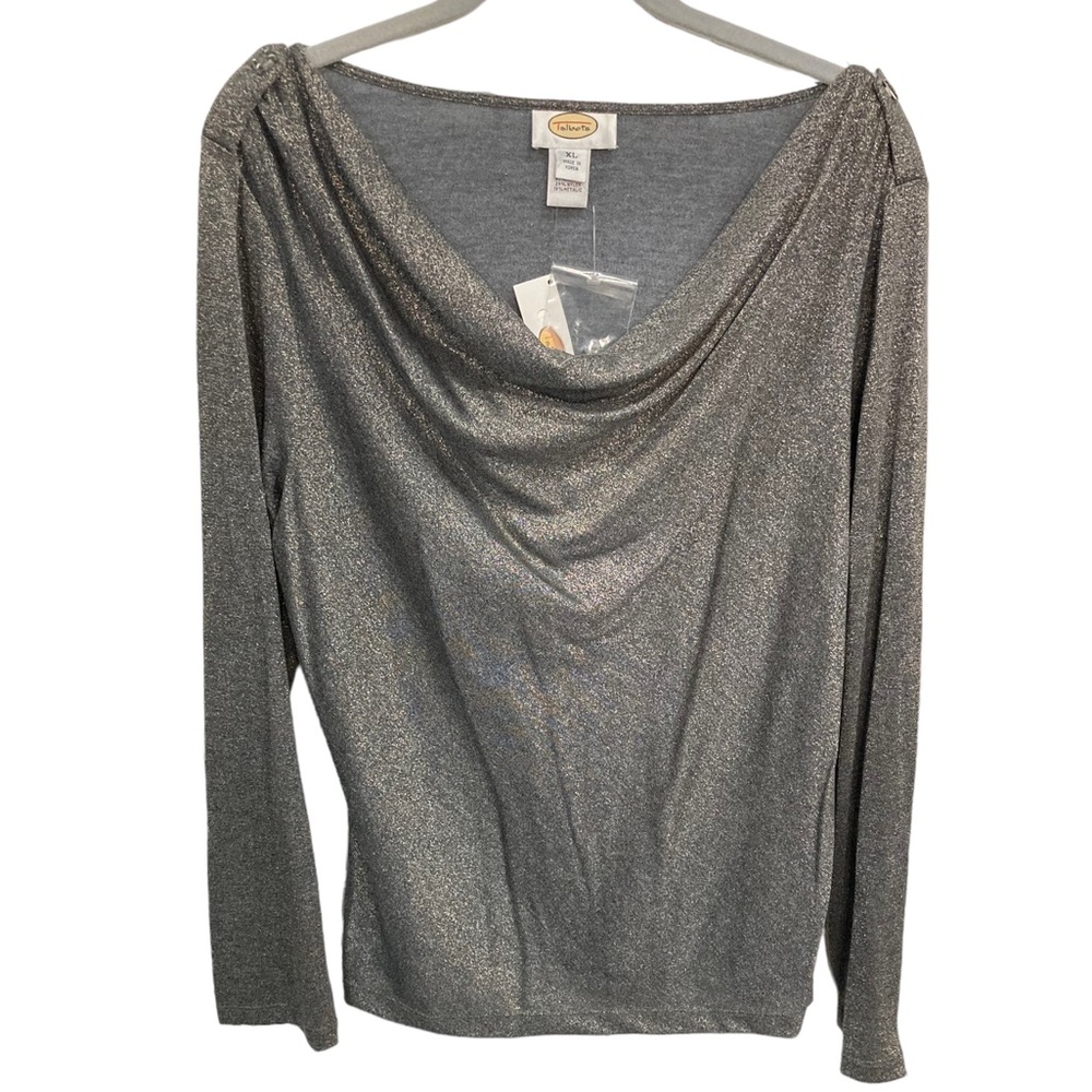 Talbots Cowl Neck Metallic Blouse NWT